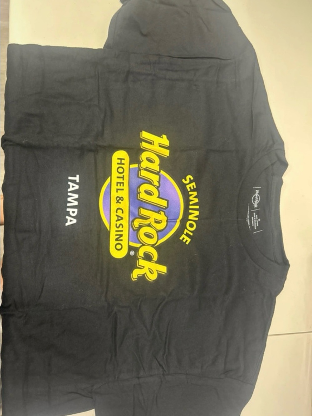 Hard Rock Cafe Black Tee with White Neck Logo